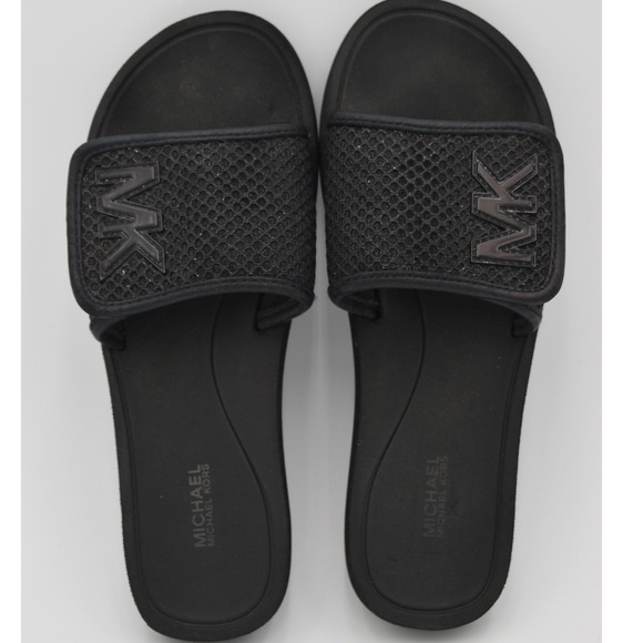 Michael Kors Shoes - Michael Kors MK Logo Black Slide Sandals Women's Size Medium 8
